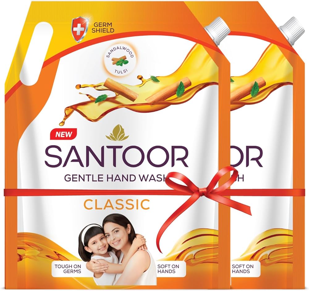 Santoor Classic Gentle Hand Wash Refil Pack 650 ml (Buy 1 Get 1 Free)