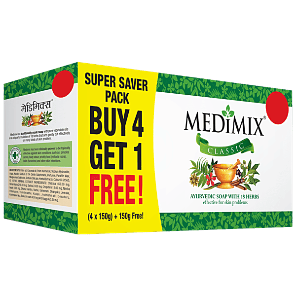 Medimix Ayurvedic 18-Herbs Classic Soap 150 g (Buy 4 Get 1 Free)