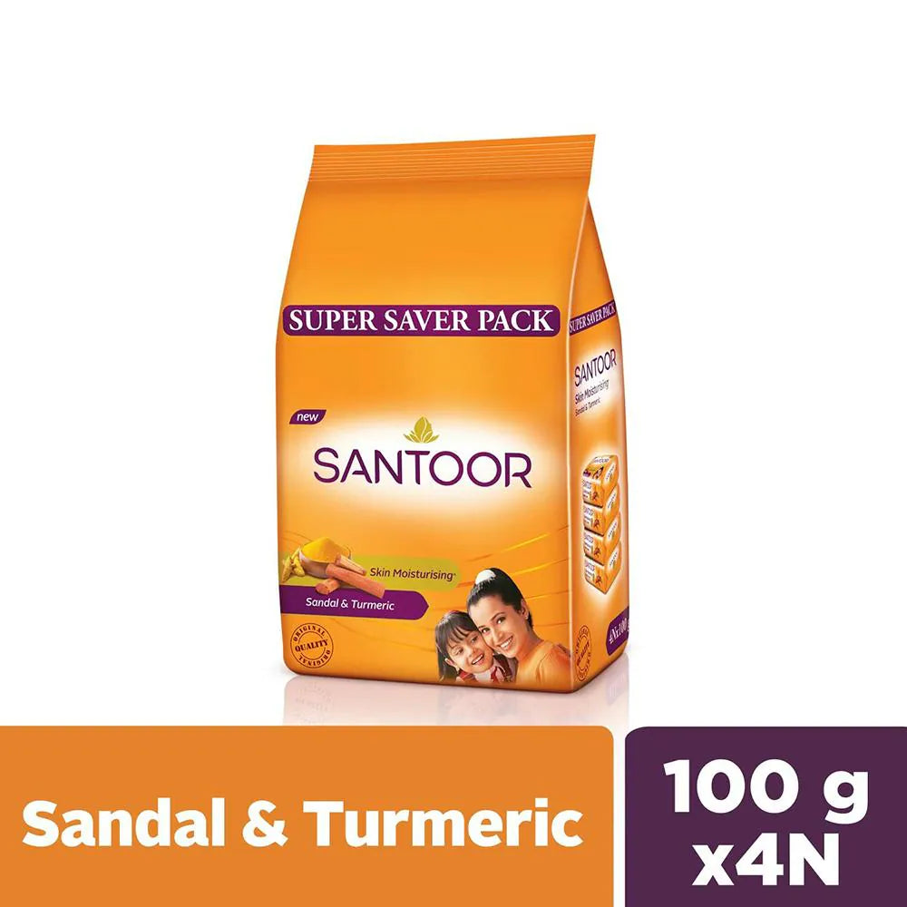 Santoor Sandal & Turmeric Soap 100 g (Pack of 4)